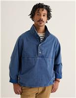 Seasalt Cornwall Pure Cotton Textured Funnel Neck Top Blue