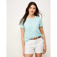 Crew Clothing Pure Cotton Striped T-Shirt Mid Blue