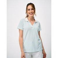 Crew Clothing Modal Rich Collared Notch Neck Polo Shirt Blue Mix