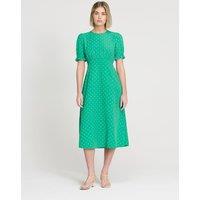 Finery London Spot Print Midi Waisted Tea Dress Green Mix