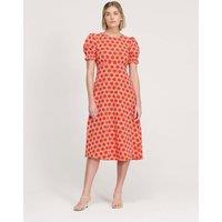 Finery London Spot Print Midi Waisted Tea Dress Red Mix