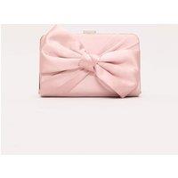 Phase Eight Satin Bow Chain Strap Clutch Bag Light Pink