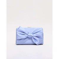 Phase Eight Satin Bow Chain Strap Clutch Bag Pale Blue
