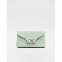 Phase Eight Suede Sparkle Clutch Bag Light Green