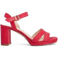 Dune London Leather Ankle Strap Platform Sandals Red