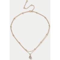 M&S 14ct Gold Plated Drop Multirow Necklace Gold