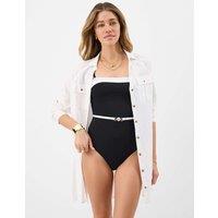 ACCESSORIZE Monochrome Belted Shaping Swimsuit White/Black