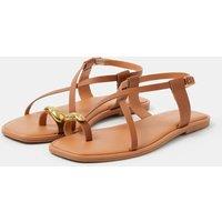 ACCESSORIZE Strappy Flat Toe Loop Sandals Tan