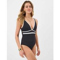 ACCESSORIZE Trim Detail V-Neck Plunge Shaping Swimsuit Black