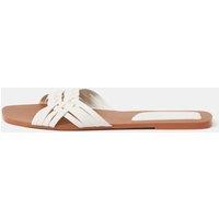 ACCESSORIZE Leather Woven Sandals White Mix