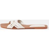 ACCESSORIZE Leather Woven Sandals White Mix