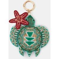 ACCESSORIZE Beaded Turtle & Starfish Keyring Turquoise