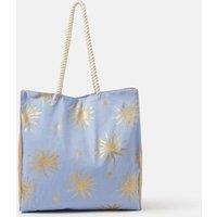 ACCESSORIZE Pure Cotton Metallic Sun Shopper Tote Bag Blue Mix