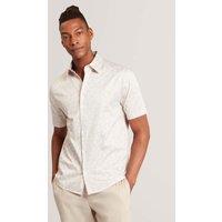 Ted Baker Cotton Rich Floral Short Sleeve Shirt Ecru