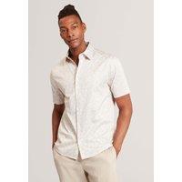Ted Baker Cotton Rich Floral Short Sleeve Shirt Ecru