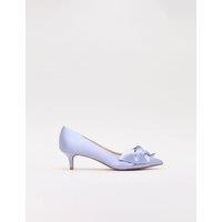 Phase Eight Satin Knot Front Kitten Heel Shoes Pale Blue