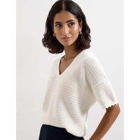 Phase Eight Pure Cotton Textured V-Neck Jumper Ivory