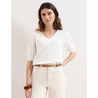 Phase Eight Cotton Rich Textured V-Neck Top Ivory