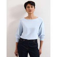 Phase Eight Slash Neck Batwing Longline Jumper Pale Blue