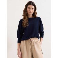 Phase Eight Slash Neck Batwing Longline Jumper Navy