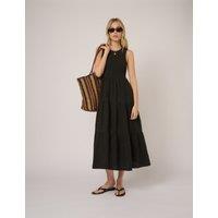 Nobody's Child Pure Cotton Midaxi Tiered Dress Black