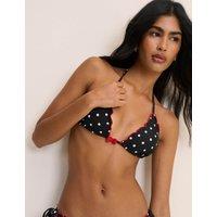 Nobody's Child Polka Dot Frill Edge Triangle Bikini Top Black