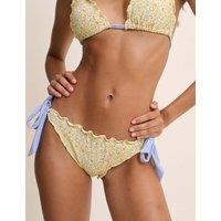 Nobody's Child Ditsy Floral Frill Edge Tie Side Bikini Bottoms Yellow