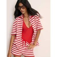 Nobody's Child Pure Cotton Beach Towelling Striped Shirt Red