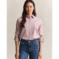 GANT Pure Cotton Striped Button Through Shirt Burgundy