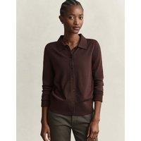 GANT Pure Merino Wool Collared Cardigan Brown