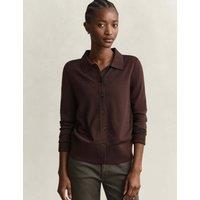 GANT Pure Merino Wool Collared Cardigan Brown
