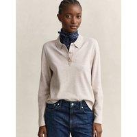 GANT Pure Cotton Long Sleeve Polo Shirt Beige