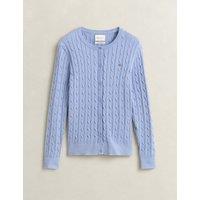GANT Cotton Rich Cable Knit Cardigan Grey