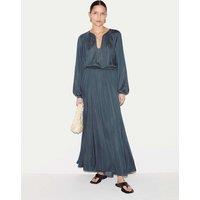 Jigsaw Satin U-Neck Midaxi Relaxed Waisted Dress Medium Blue