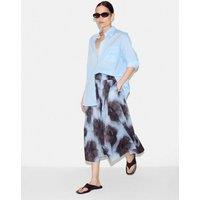 Jigsaw Pure Cotton Printed Midi Skirt Blue Mix