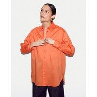 Jigsaw Pure Cotton Voile Collared Relaxed Shirt Orange