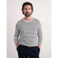 Seasalt Cornwall Pure Cotton Striped Crew Neck Top White Mix