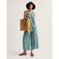 Seasalt Cornwall Pure Linen Side Zip Wide Leg Culottes Blue