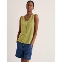 Seasalt Cornwall Pure Linen V-Neck Relaxed Vest Medium Green