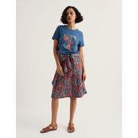 Seasalt Cornwall Cotton Rich Floral Knee Length A-Line Skirt Red Mix