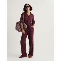 Seasalt Cornwall Pure Cotton Crinkle Wide Leg Beach Trousers Brown