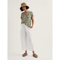 Seasalt Cornwall Floral Scoop Neck Keyhole T-Shirt Green Mix