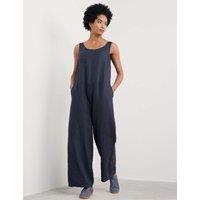 Seasalt Cornwall Pure Linen Sleeveless Jumpsuit Navy