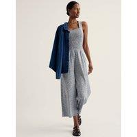 Seasalt Cornwall Cotton Rich Jersey Printed Cropped Jumpsuit Blue Mix