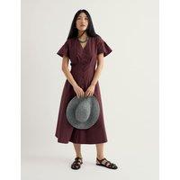 Seasalt Cornwall Pure Cotton V-Neck Midi Waisted Dress Brown