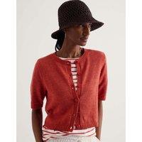 Seasalt Cornwall Cotton Rich Relaxed Cardigan with Linen Orange