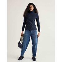 Seasalt Cornwall Cotton Rich Roll Neck Top Navy