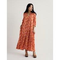 Seasalt Cornwall Cotton Rich Floral Midaxi Tiered Dress Yellow Mix