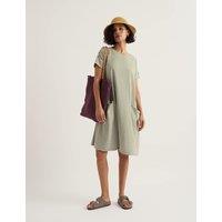 Seasalt Cornwall Pure Cotton Jersey Striped Midi Swing Dress White Mix