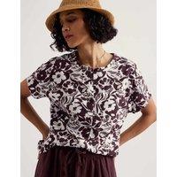 Seasalt Cornwall Pure Cotton Floral Button Through Top Brown Mix